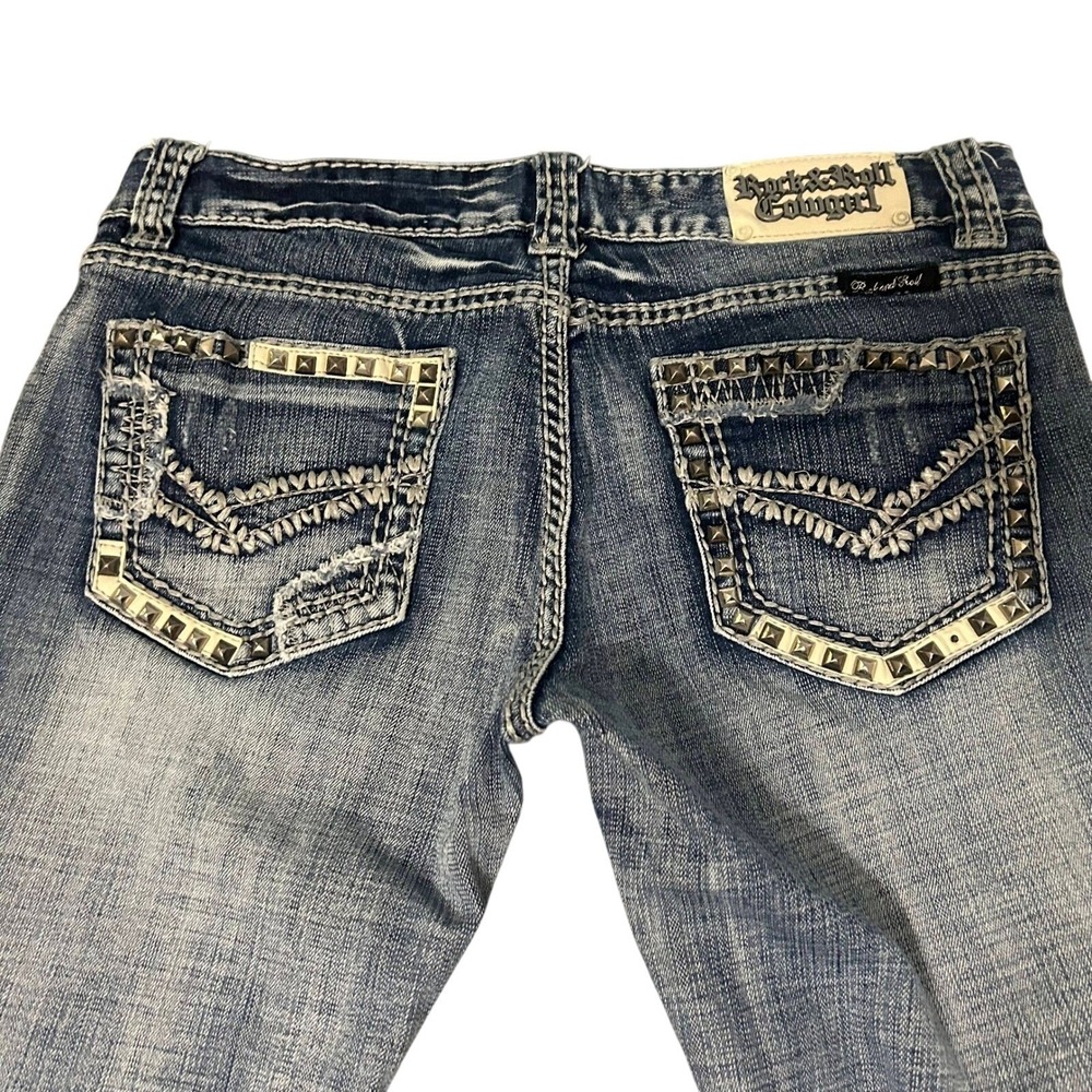 Rock and Roll Cowgirl Womens Jeans Low Rise Bootcut Studded Western Denim 31x31